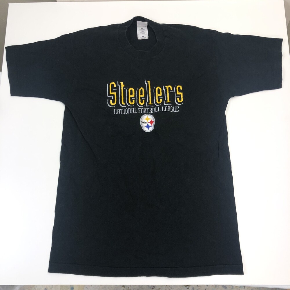Vintage Pittsburgh Steelers Mens Logo Embroidered Football T Shirt